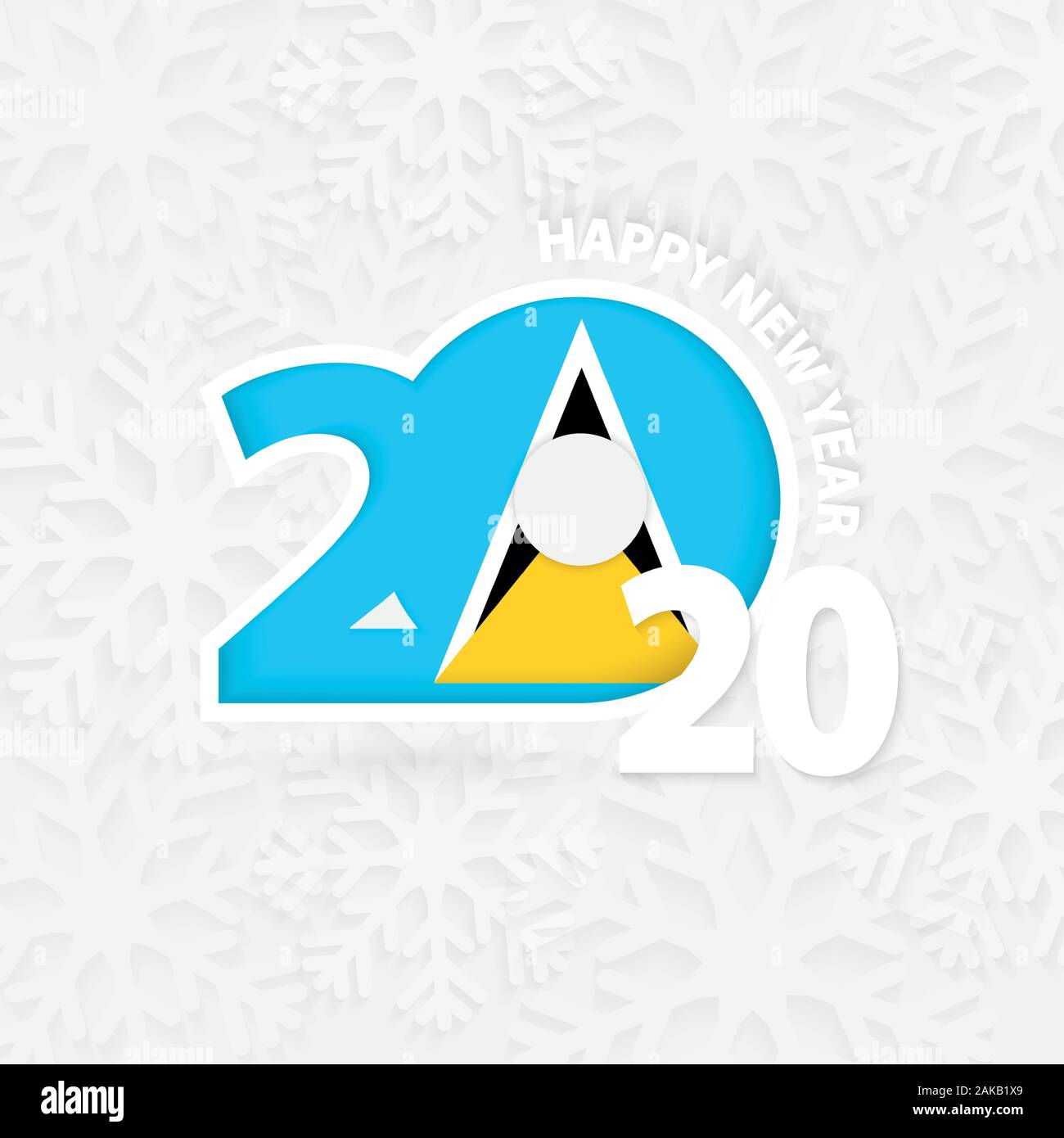Happy New Year 2020 for Saint Lucia on snowflake background. Greeting Saint Lucia with new 2020 year. Stock Vector