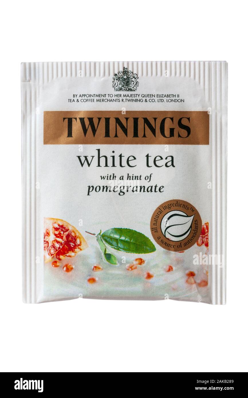 Twinings white tea with a hint of pomegranate teabag hires stock