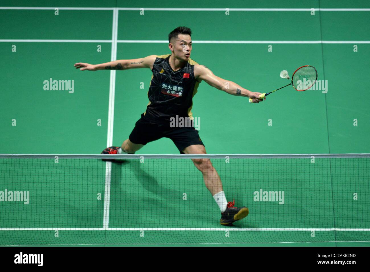 Kuala Lumpur, Malaysia. 8th Jan, 2020. Lin Dan of China competes during the  men's singles first round match against Jan O Jorgensen of Denmark at Malaysia  Masters 2020 badminton tournament in Kuala