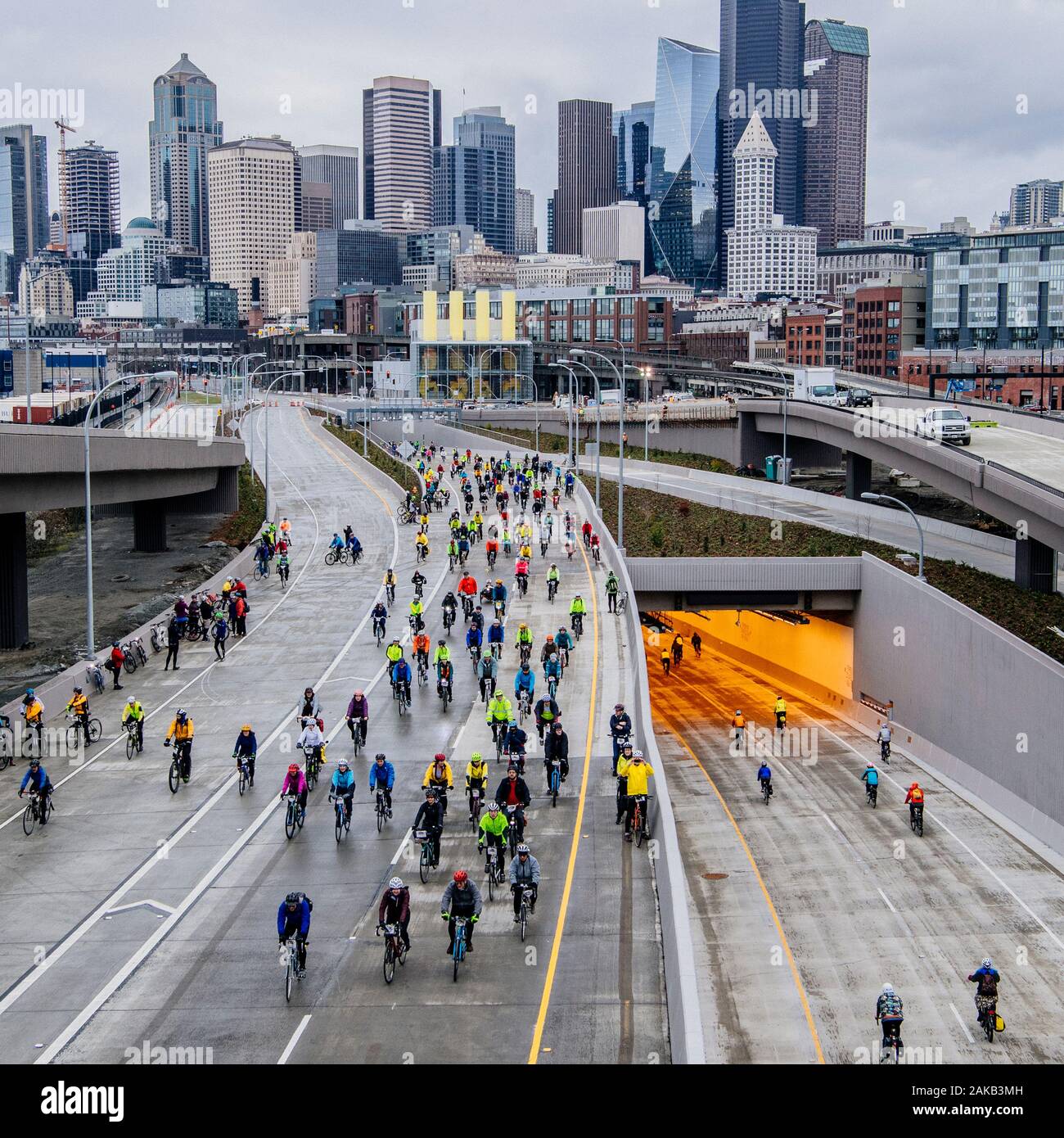 People on bicycle contest, Seattle, Washington, USA Stock Photo