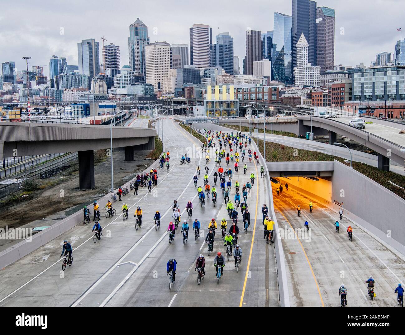 People on bicycle contest, Seattle, Washington, USA Stock Photo