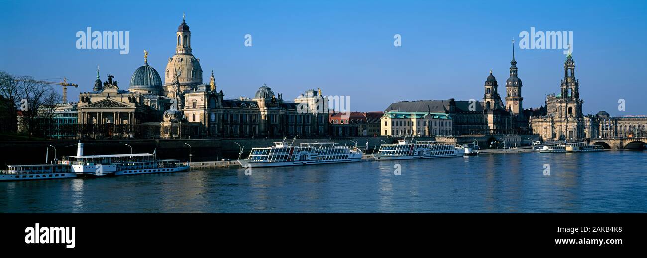 Cityscape of Dresden along Elbe River, Dresden, Saxony, Germany Stock Photo