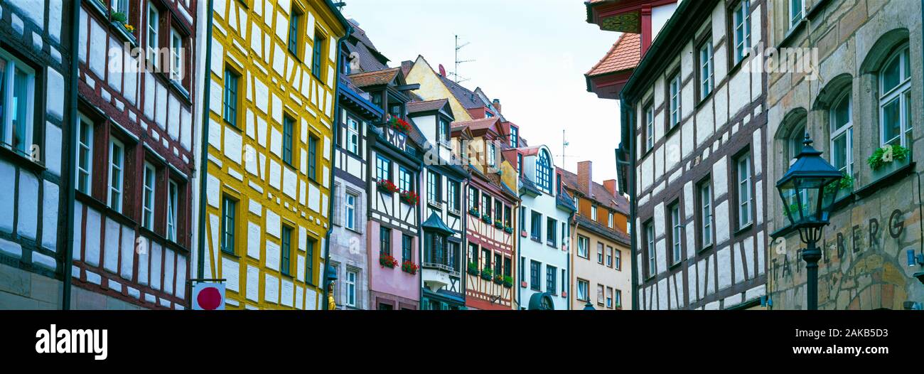 Historic half timbered houses at Tanners Lane (Weissgerbergasse) in Nurnberg, Bavaria, Germany Stock Photo