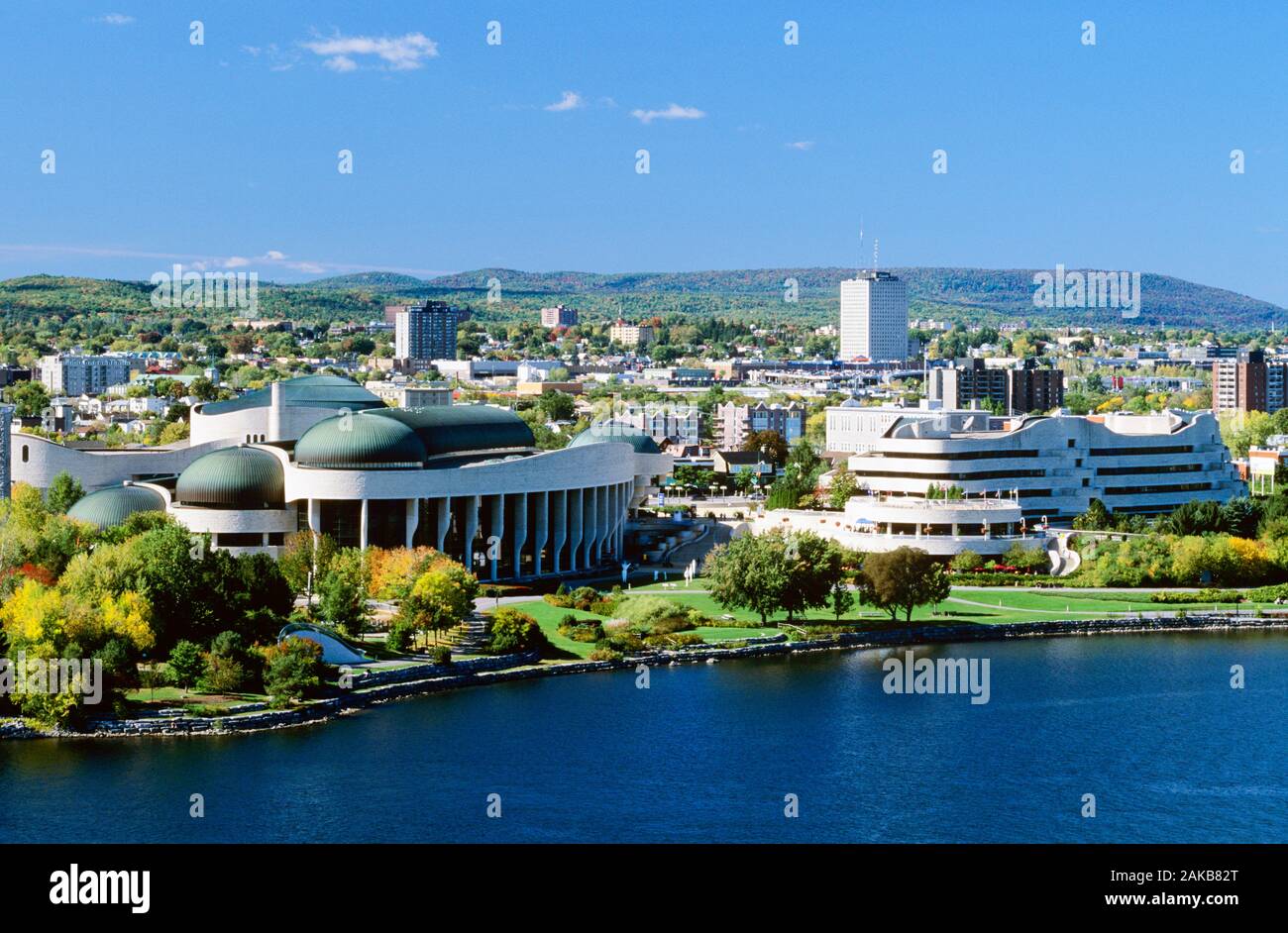 Cityscape of Gatineau with Canadian Museum of History and Ottawa river, Quebec, Canada Stock Photo