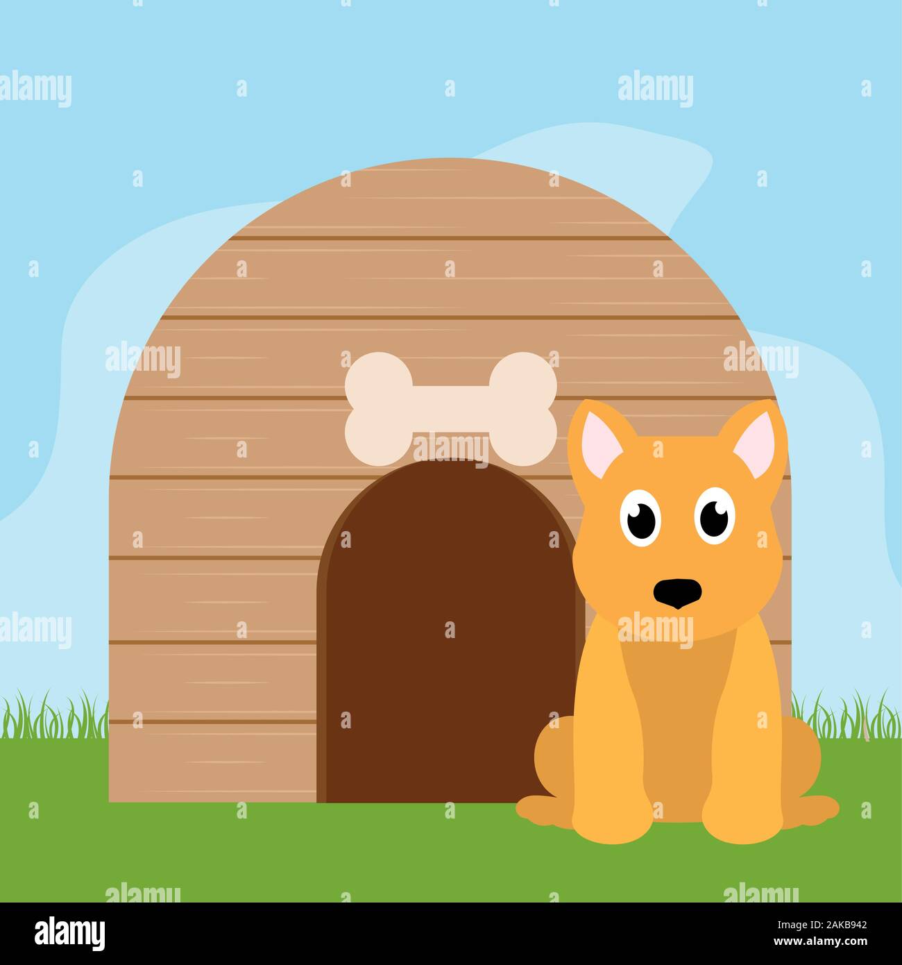 Dog in a pet house Stock Vector
