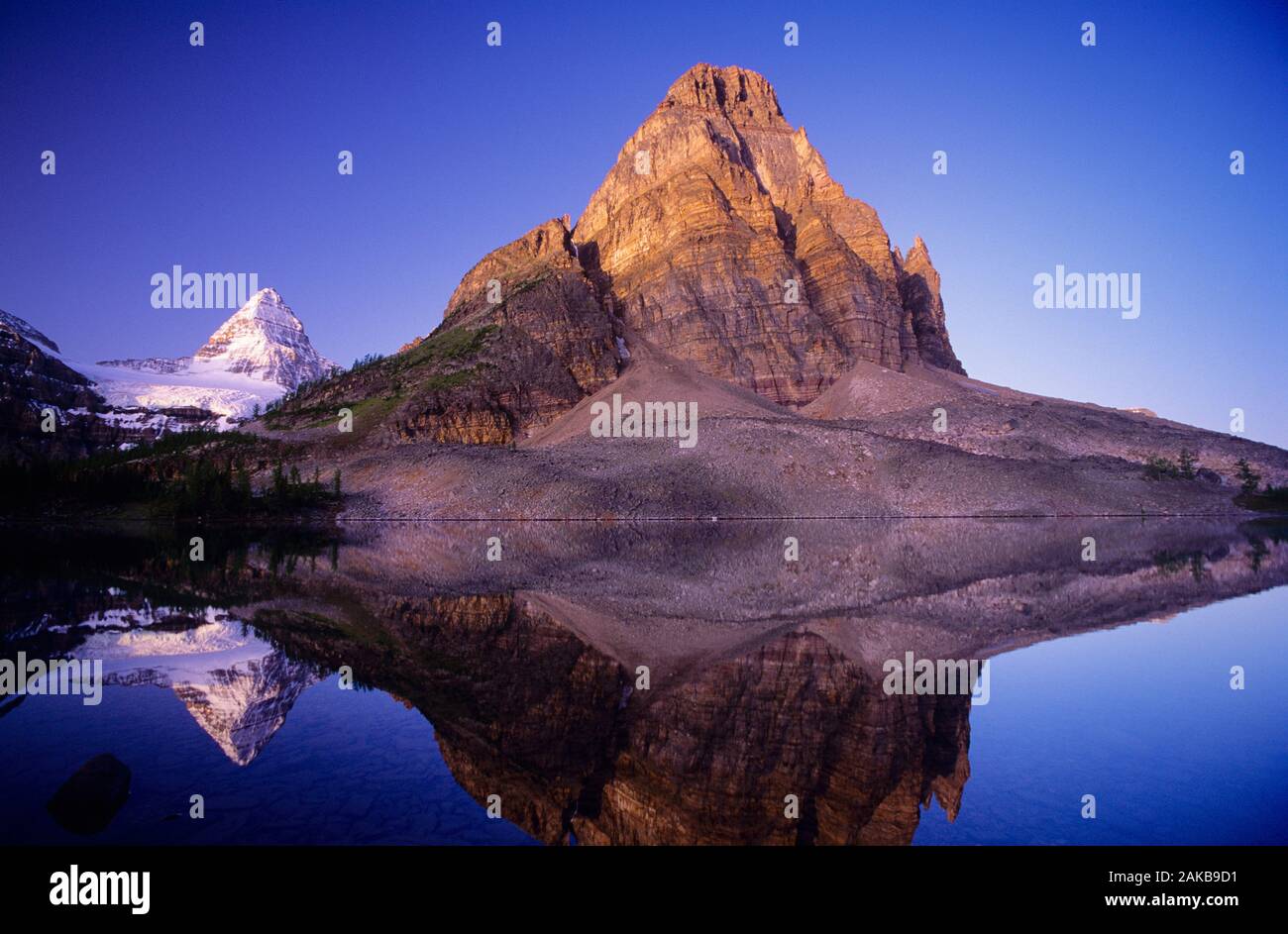 Landscape with Mount Assiniboine reflecting in Sunburst Lake, Mount Assiniboine Provincial Park