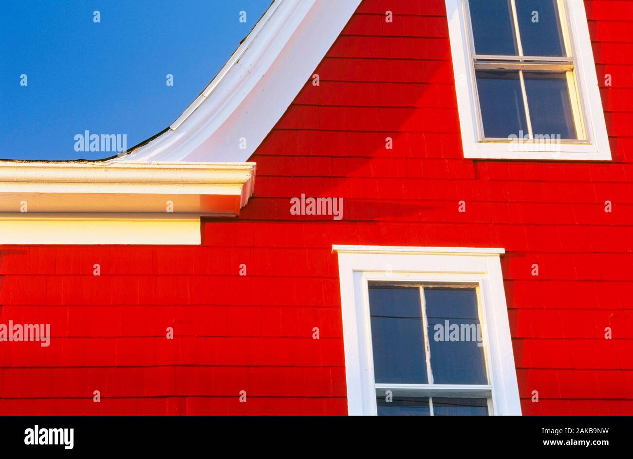 Exterior of red house, Lunenburg, Nova Scotia, Canada Stock Photo
