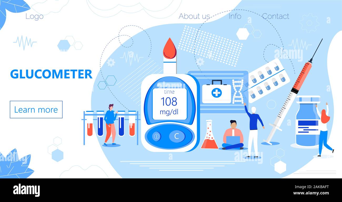 for measuring sugar level of diabetics. Landing page with
