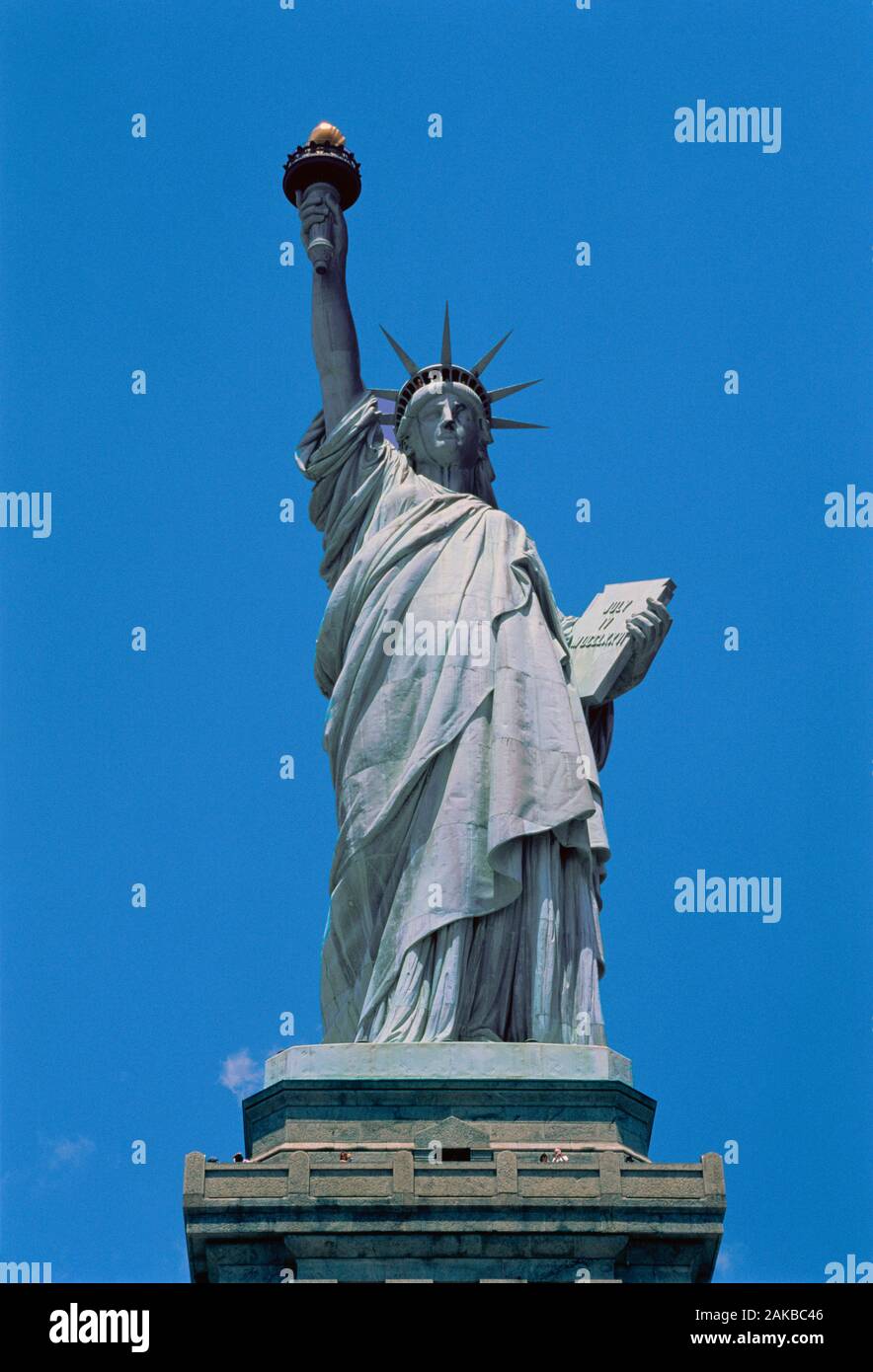 Statue of Liberty against clear blue sky, New York City, USA Stock Photo