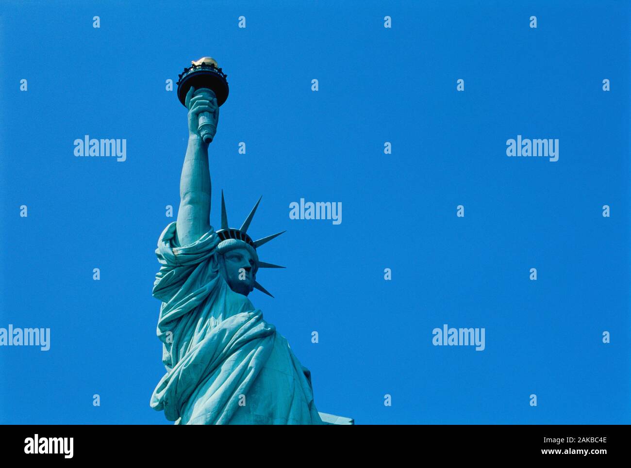 Statue of Liberty against clear blue sky, New York City, USA Stock Photo