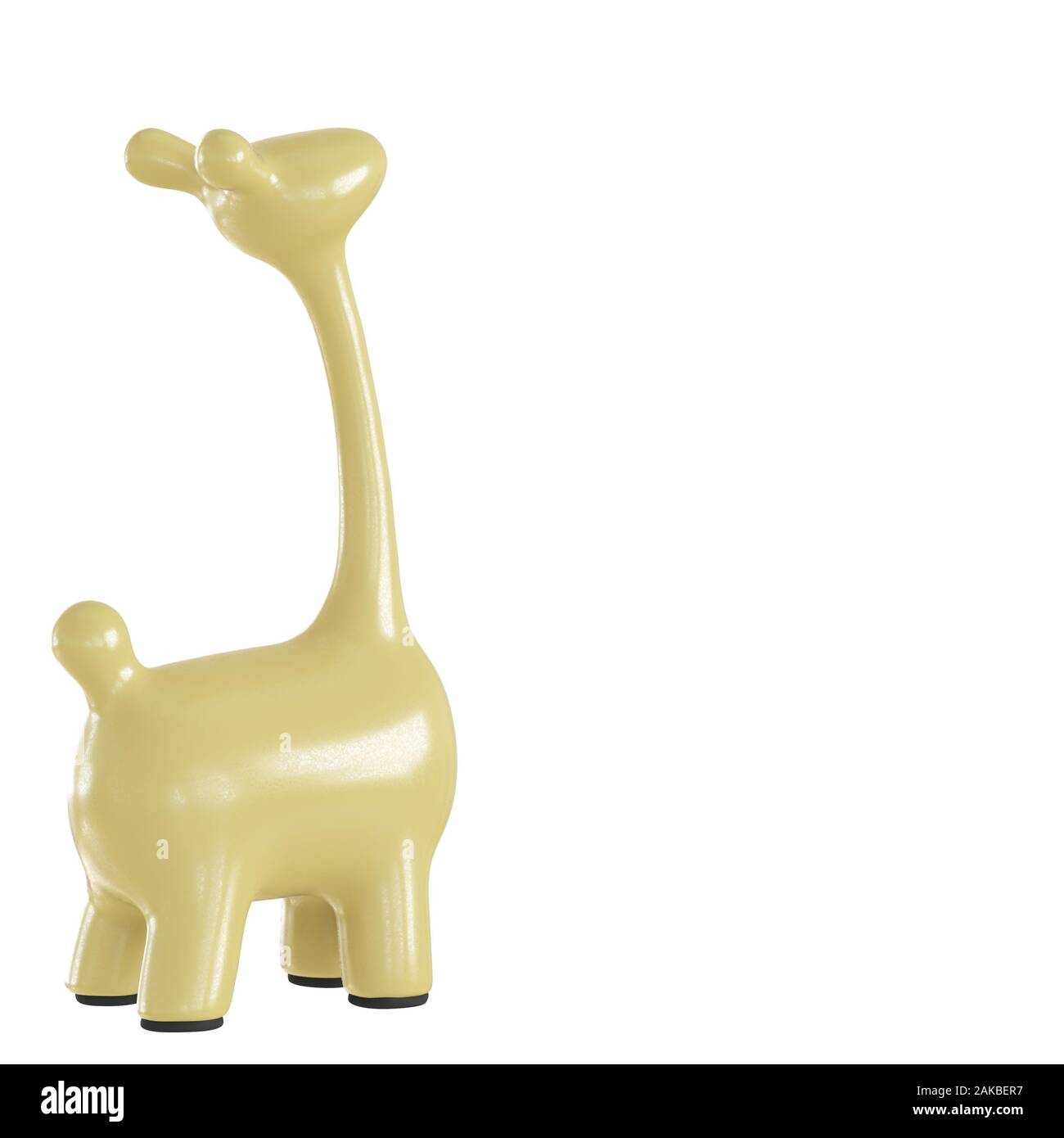 Decorative figurine of a giraffe of milk color on white background. 3d ...