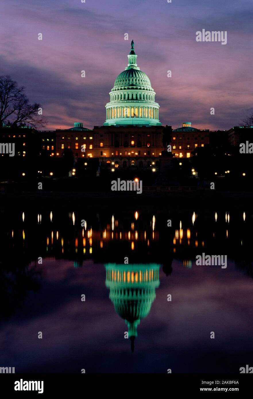 United States Capitol Building at dusk, Washington DC, USA Stock Photo