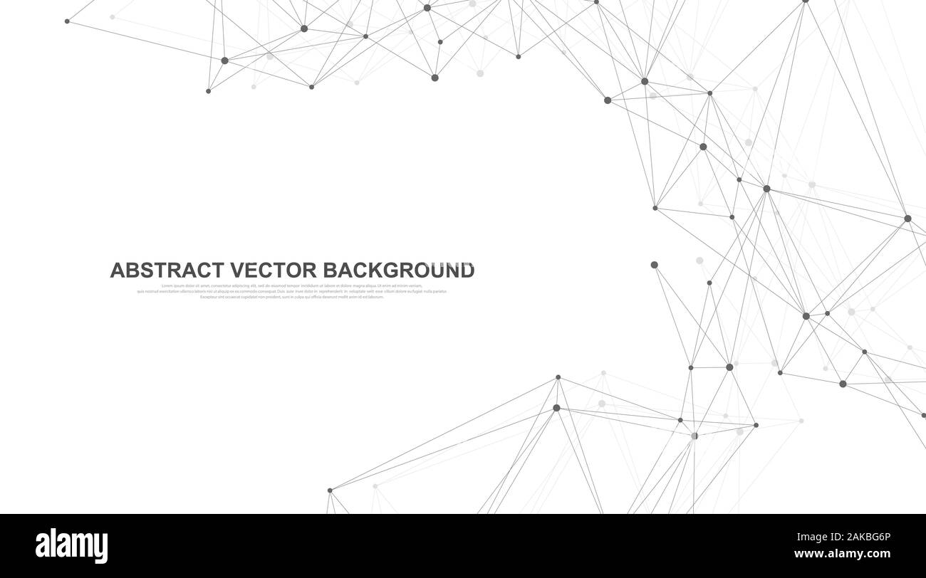 Abstract plexus background with connected lines and dots. Plexus geometric effect. Digital data visualization. Futuristic technology style low-poly Stock Vector