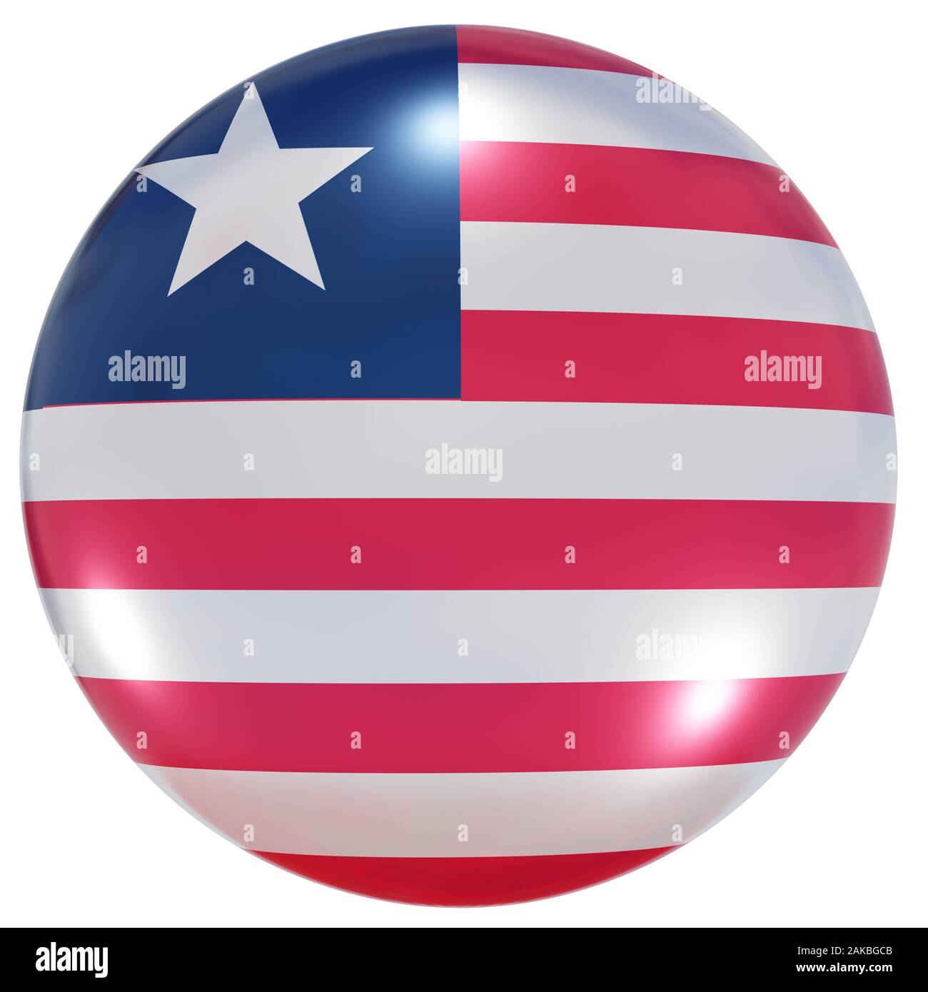 3d rendering of a Liberia national flag on a circle icon isolated on ...