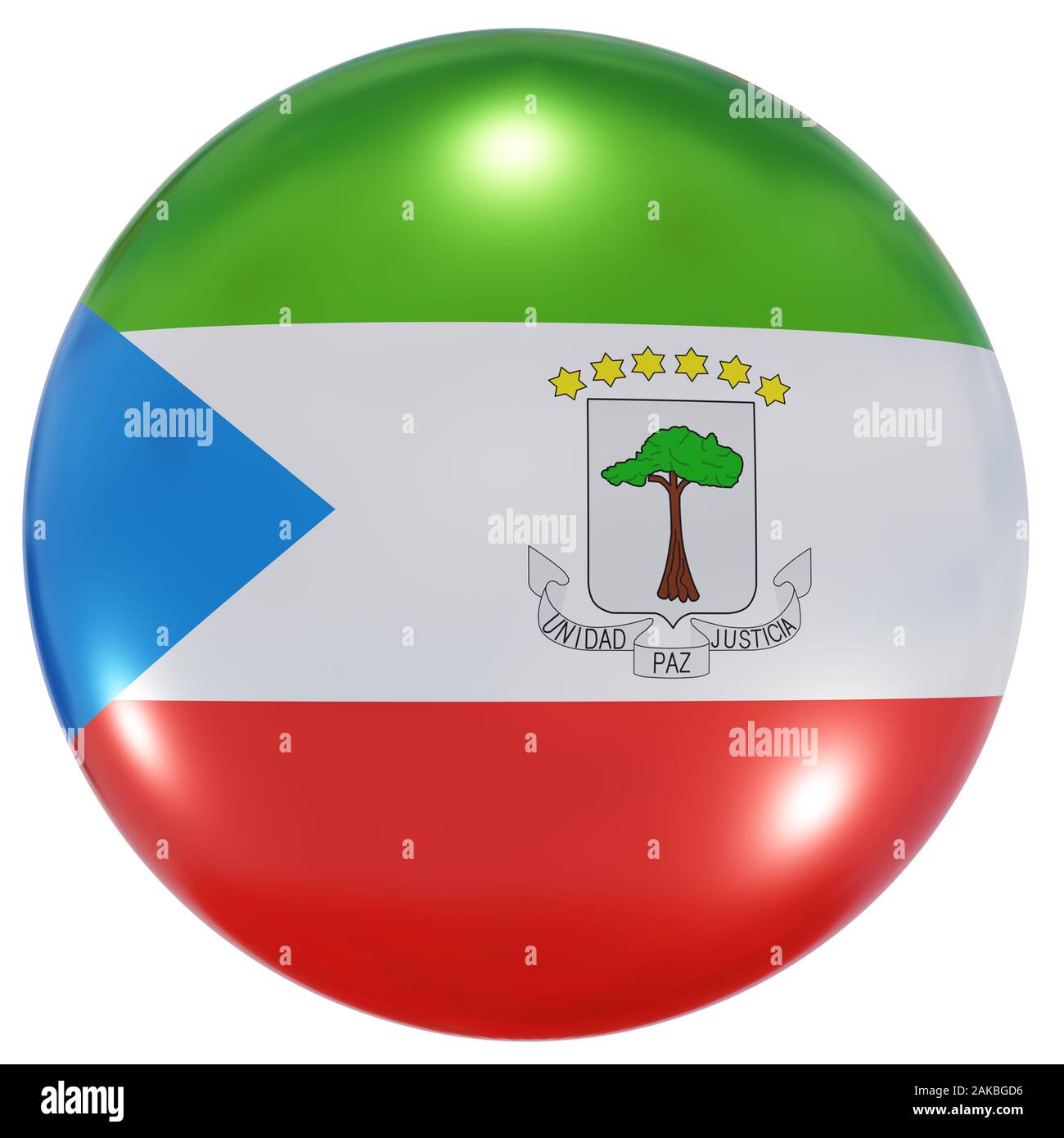 3d rendering of an Equatorial Guinea national flag on a circle icon isolated on white background Stock Photo