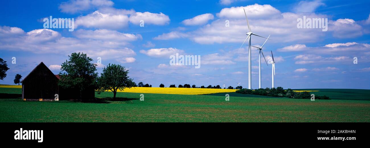 Wind turbines in field near Stuttgart, Germany Stock Photo