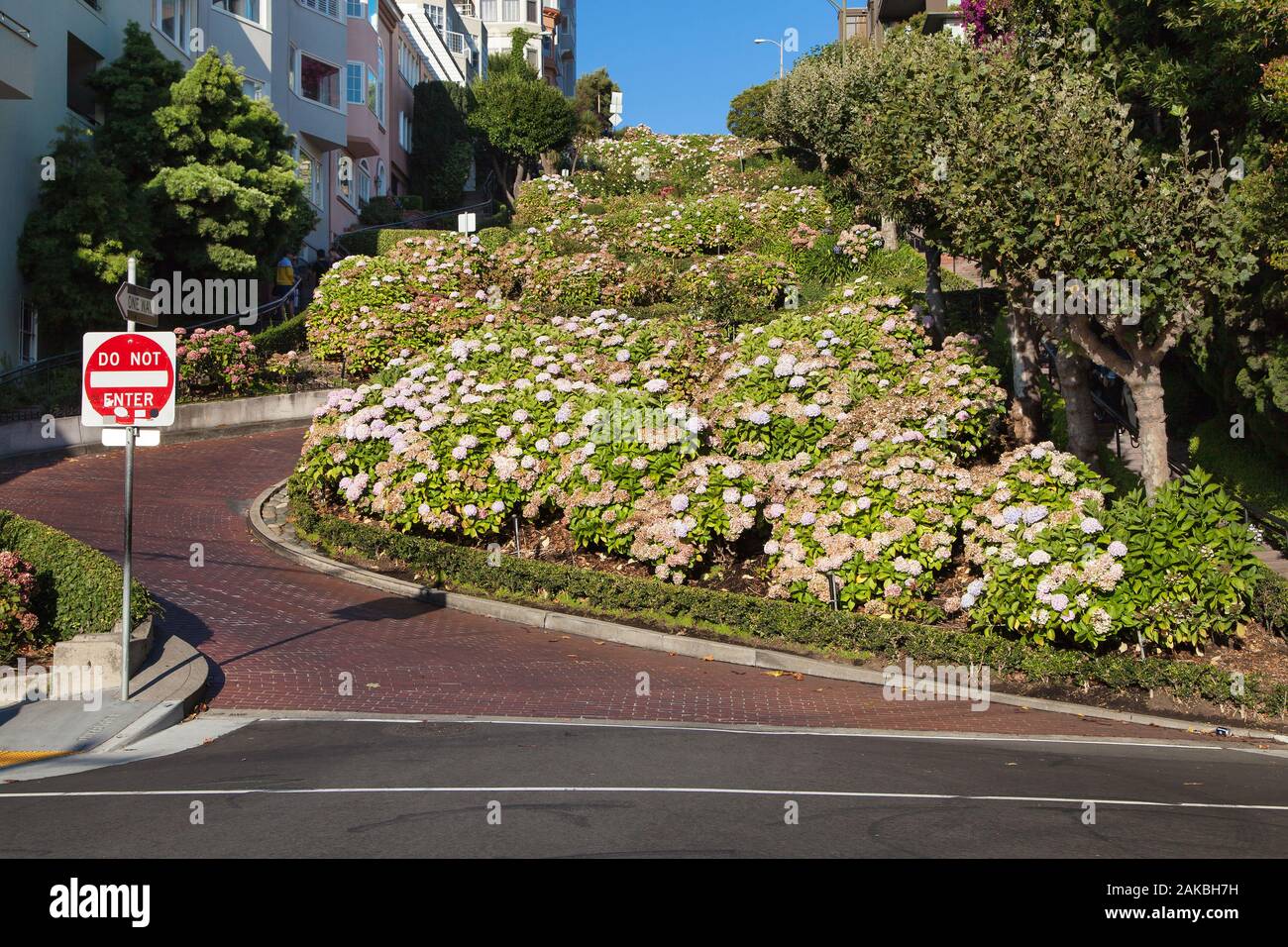 Lombard Street, the crookedest street in the world, San Francisco, California, USA. Stock Photo