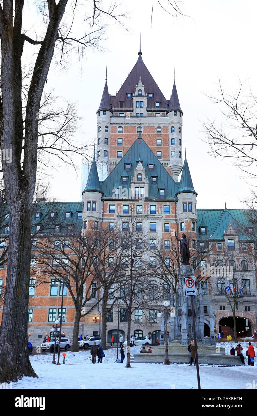 Hotel Chateau Frontenac in a winter day. Quebec City.Quebec.Canada Stock Photo