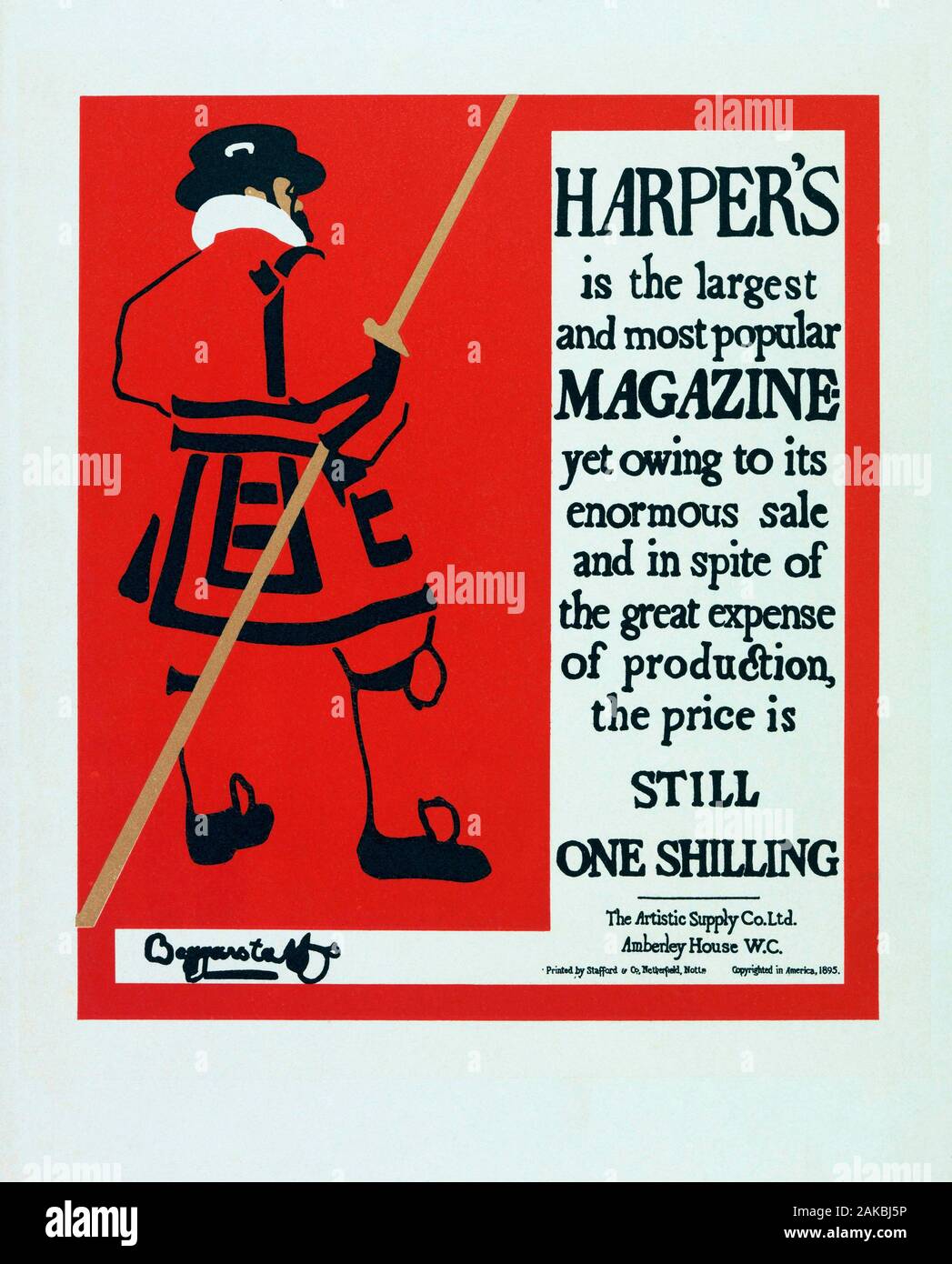 A poster dated 1895 advertising Harper’s Magazine. Stock Photo