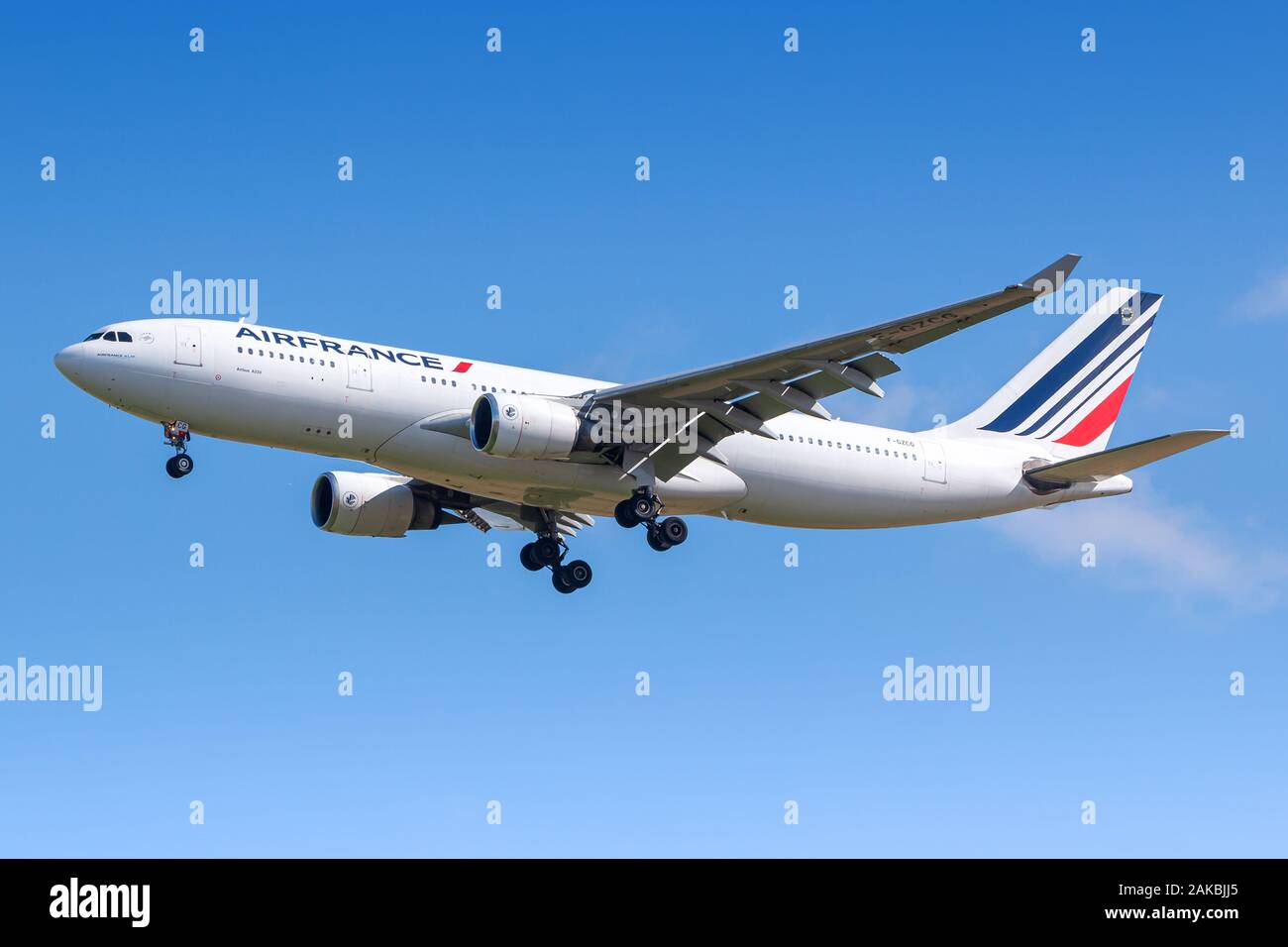 Paris, France - August 17, 2018: Air France Airbus A330 airplane at Paris Charles de Gaulle airport (CDG) in France. Airbus is an aircraft manufacture Stock Photo