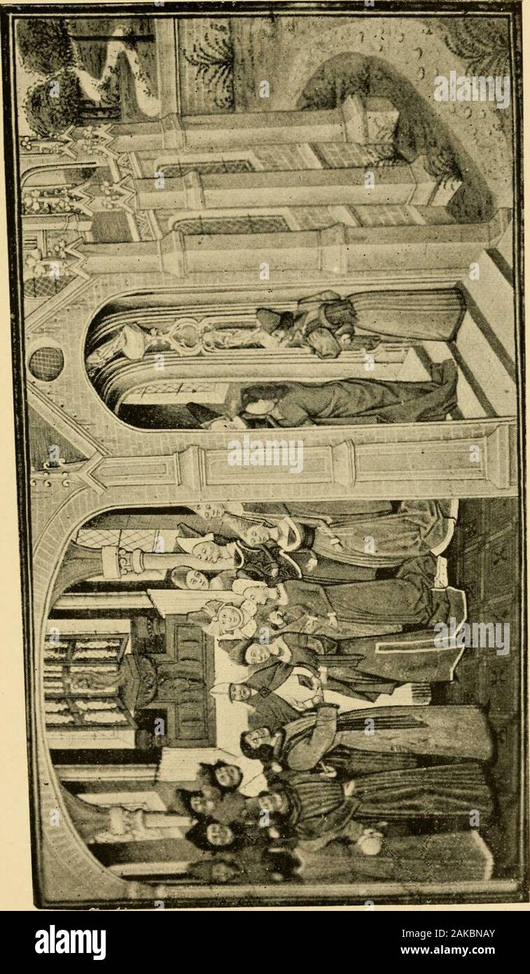 Parish priests and their people in the Middle Ages in England . a commodious chapel, withhandsome ornamentation of zigzag arch mouldingsand vaulted roof, is contained in the annex to thekeep, which defends the great stone stair leading tothe principal floor. It is very probable that wherethe keep had only a small oratory there was alwaysa larger chapel in the castle bailey * for the generalinhabitants of the castle, for in later times we com-monly find an oratory for the lord and another forthe lady, and a chapel besides. In the Edwardian castles, the chapel is a constantfeature. Conway afford Stock Photo