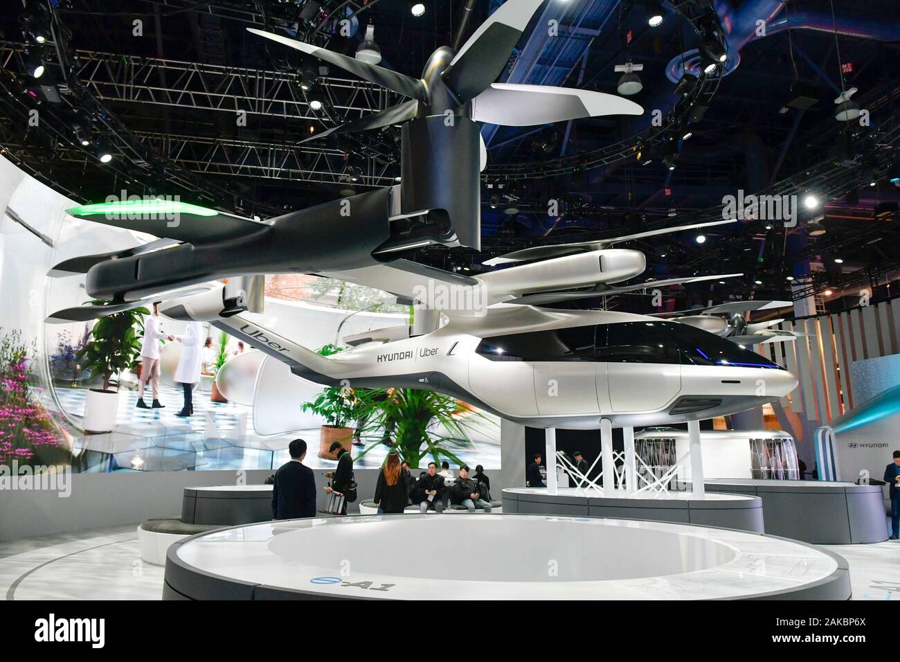 Las Vegas, NV, USA. 8th Jan, 2020. Hyundai and Uber display their