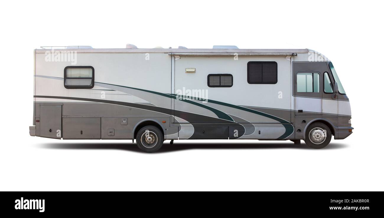 Big European motorhome side view isolated on white Stock Photo