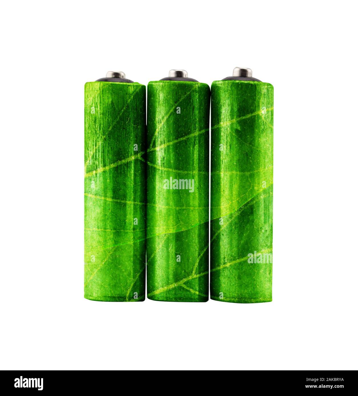 green rechargeable aa alkaline battery with leaves shape using