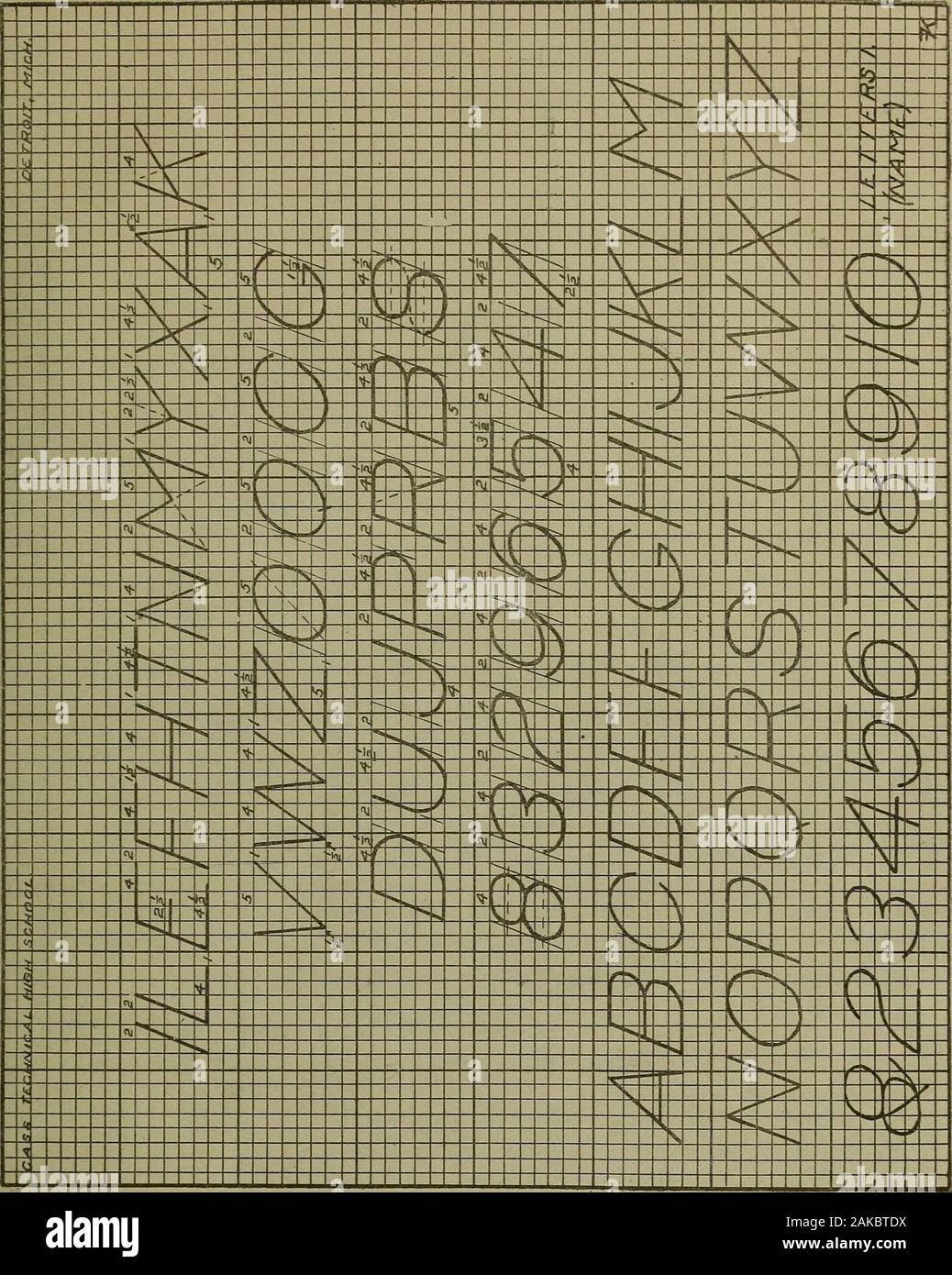 Lettering guide for engineering drawings