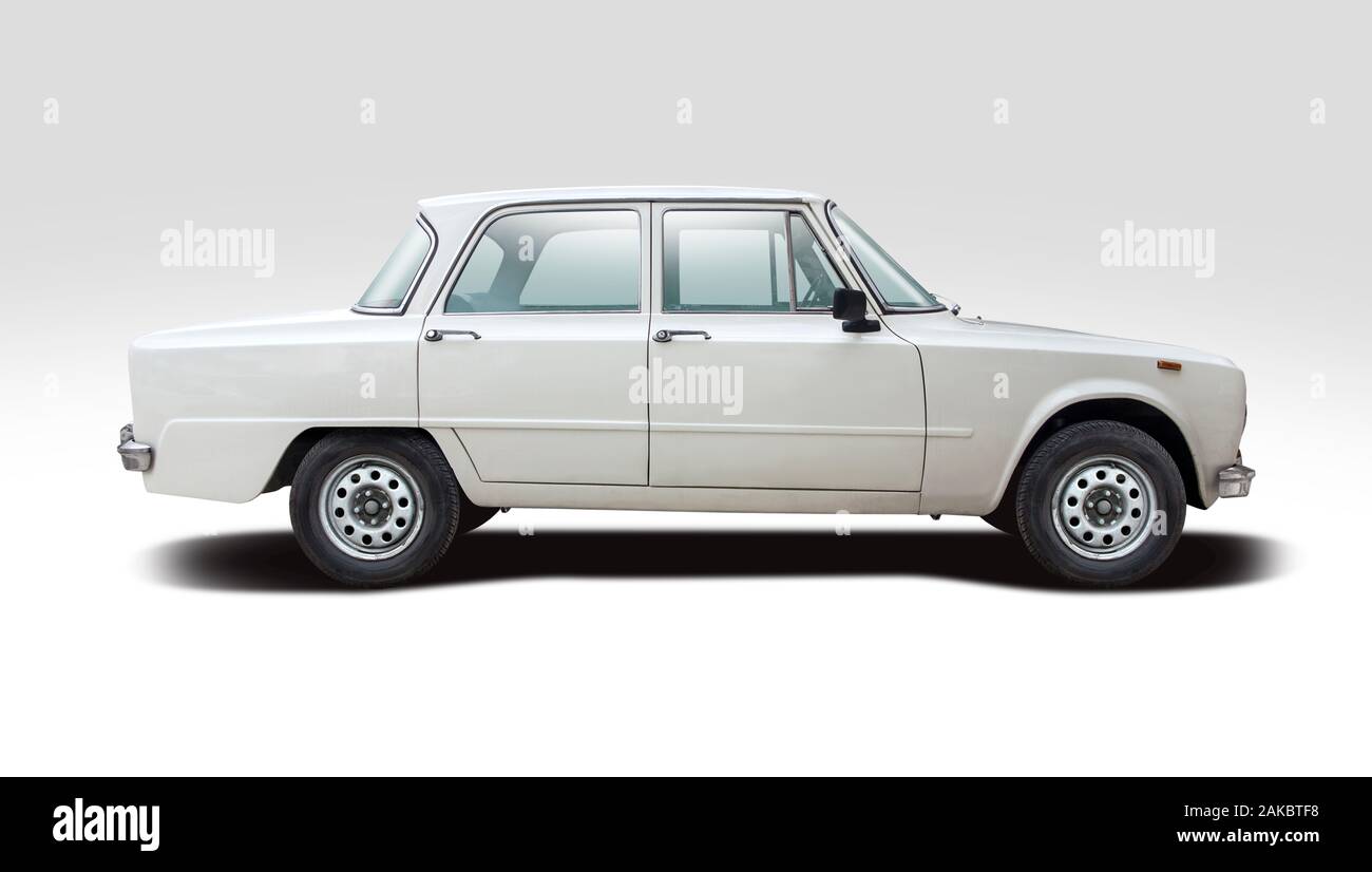 Classic Italian family car side view isolated on white Stock Photo - Alamy