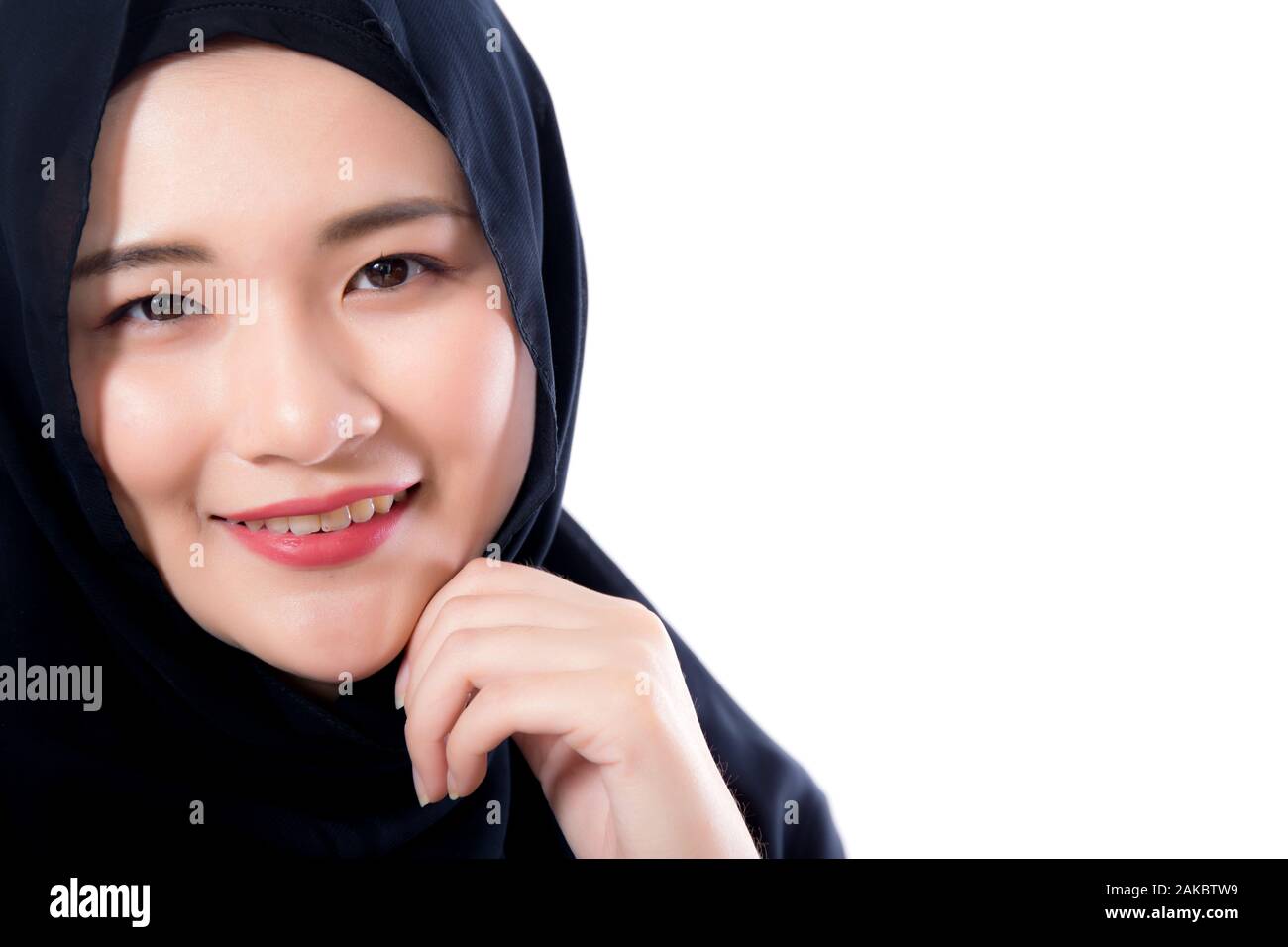 Portrait Of Beautiful Muslim Asian Woman Isolated On White