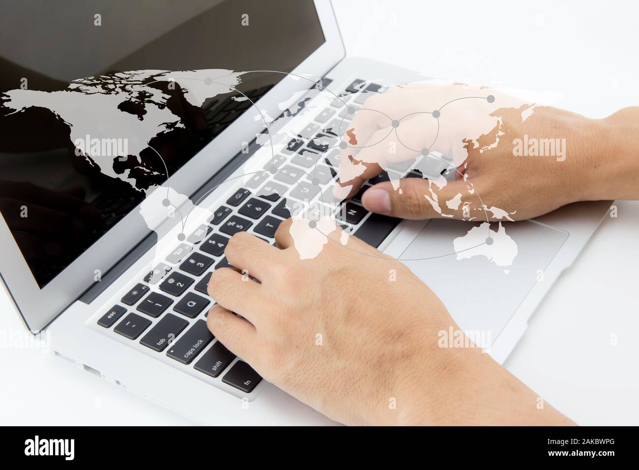 Communication Business Person Working On Computer Social Media Network Connection Concept Elements Of This Image Furnished By Nasa Stock Photo Alamy