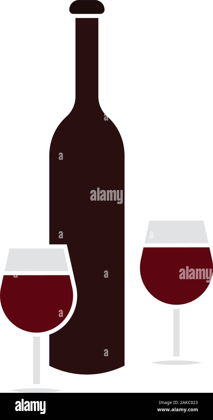 Winw bottle with cups Stock Vector