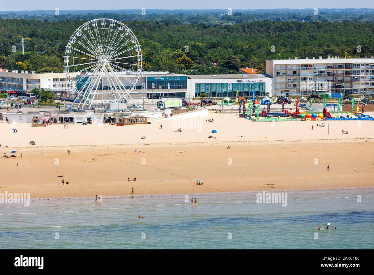 France, Vendee, St Jean de Monts, the beach and the big wheel (aerial view  Stock Photo - Alamy