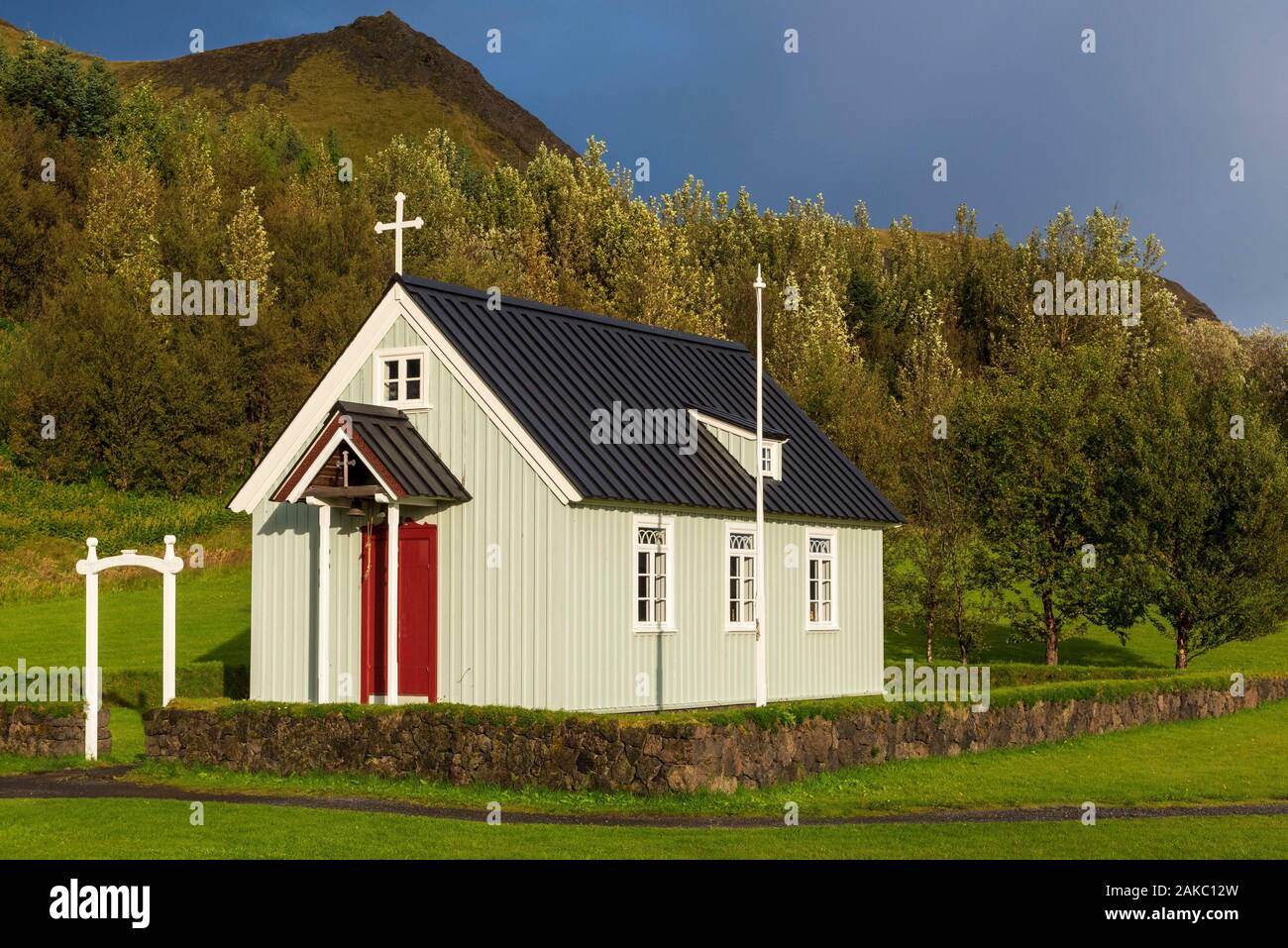 Iceland, Sudurland, Skogar, Skogar Museum, church Stock Photo