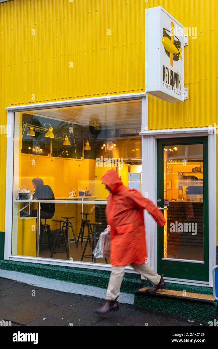 Iceland, Capital Region, Reykjavik, Ingolfsstraeti, Reykjavik Street Food Stock Photo