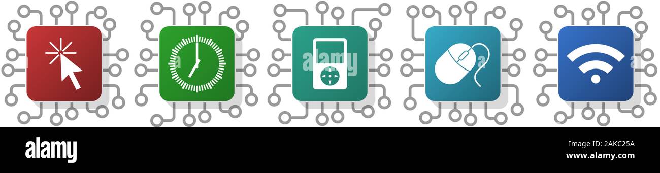 Set of arrow, clock, mouse and wifi icons for webdesign and mobile ...