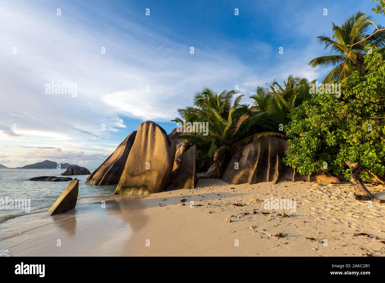 Seychelles, La Digue Island, Anse Source d'Argent beach Stock Photo