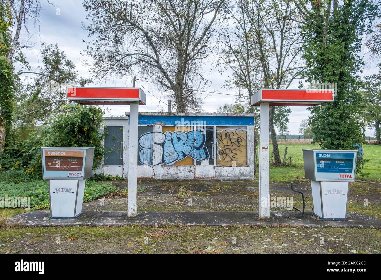 France, Allier, old fuel pump Stock Photo