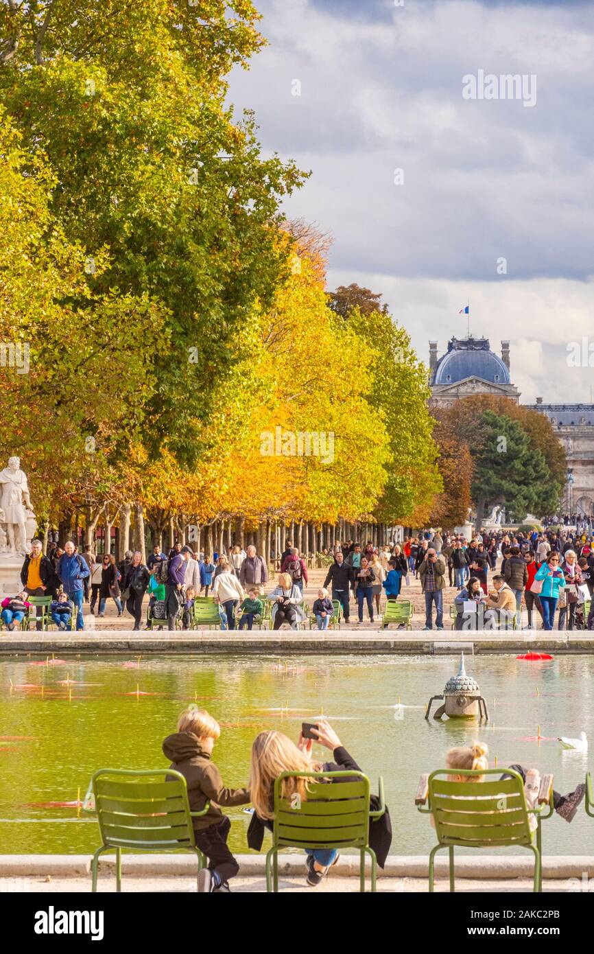 France, Paris, Tuileries Garden in autumn Stock Photo