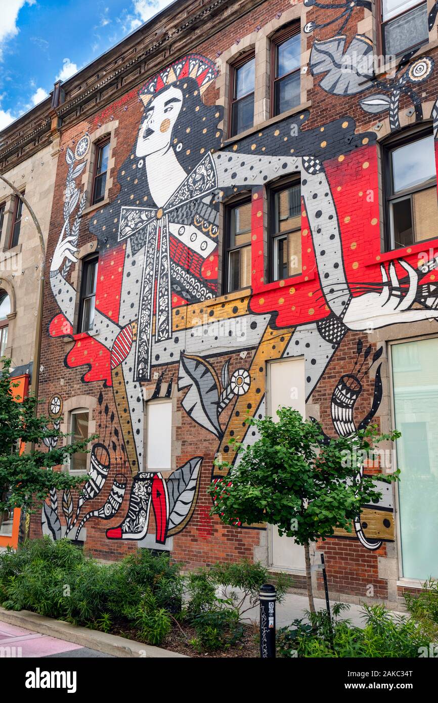 Canada Province Of Quebec Montreal Plateau Mont Royal Neighborhood Mural Urban Art Festival Artwork By Ola Volo A Canadian Illustrator Stock Photo Alamy