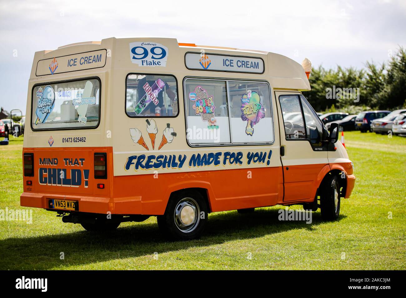Sutton, Suffolk August 18 2019: A local ice cream truck selling refreshments at a village fete Stock Photo