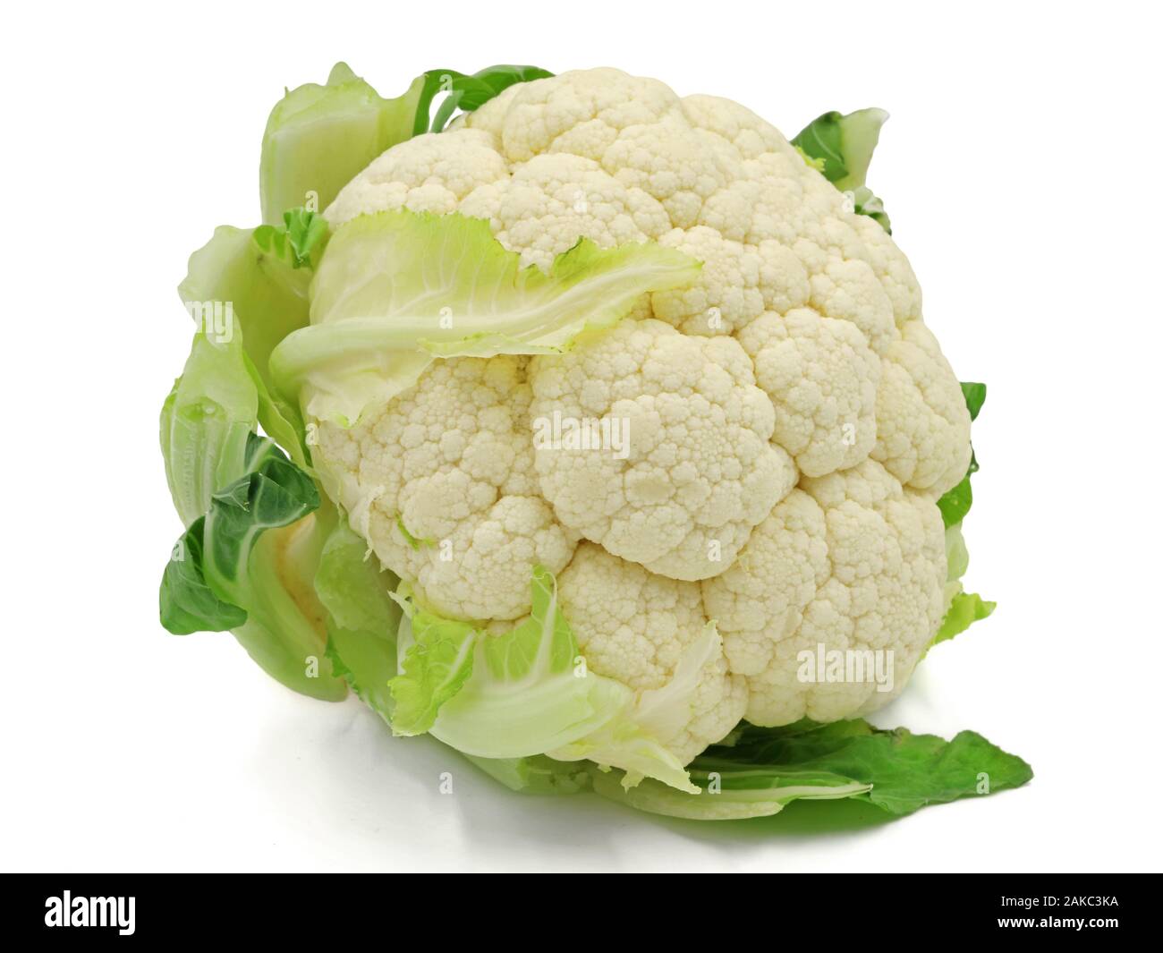 whole raw cauliflower, whole vegetable, isolated on white background Stock Photo