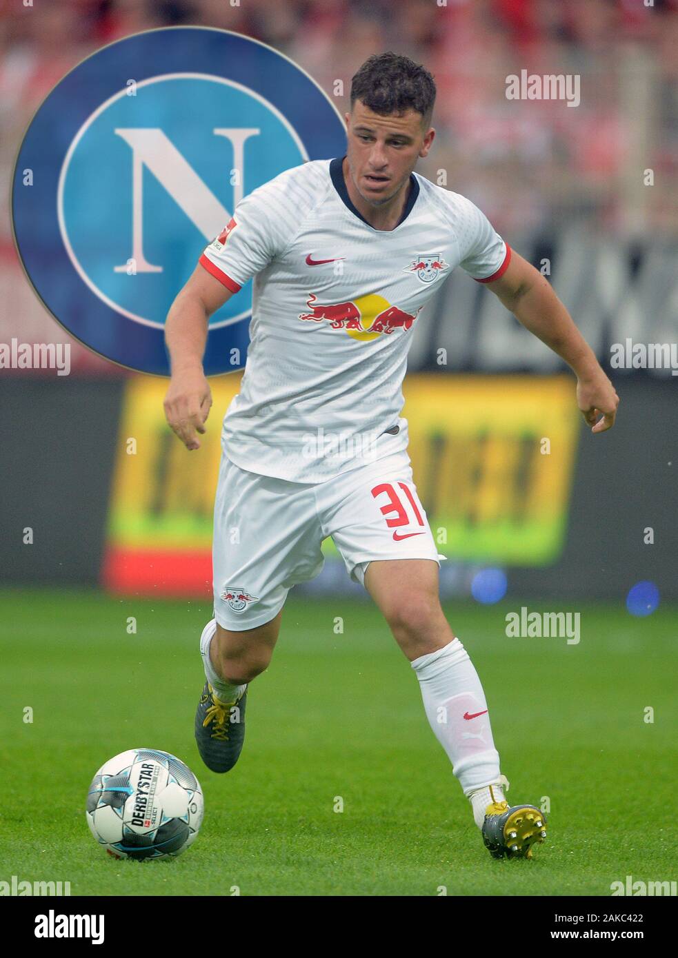 PHOTO ASSEMBLY: Diego DEMME (L) changes to SSC Napoli. Archive photo: Diego DEMME (L), Soccer 1. Bundesliga, 1. matchday, 1.Union Berlin (UB) - RB Leipzig (L) 0: 4, on August 18, 2019 in Berlin/Germany. | usage worldwide Stock Photo