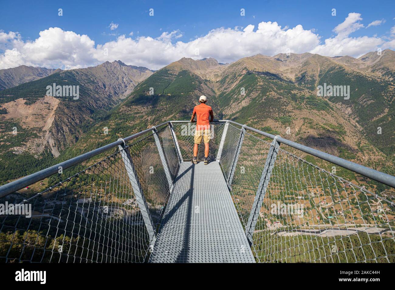 France Alpes Maritimes Mercantour National Park Saint Etienne De Tinee Auron Winter Sports Resort The Bridge Vertige D Auron 5 M Long In The Empty With A Bird S Eye View 500 M Of Altitude Difference In The