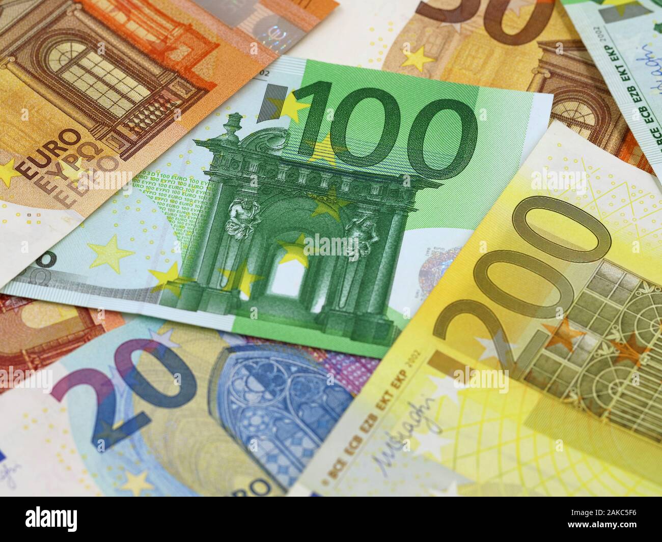 close up of euro banknotes as a background Stock Photo