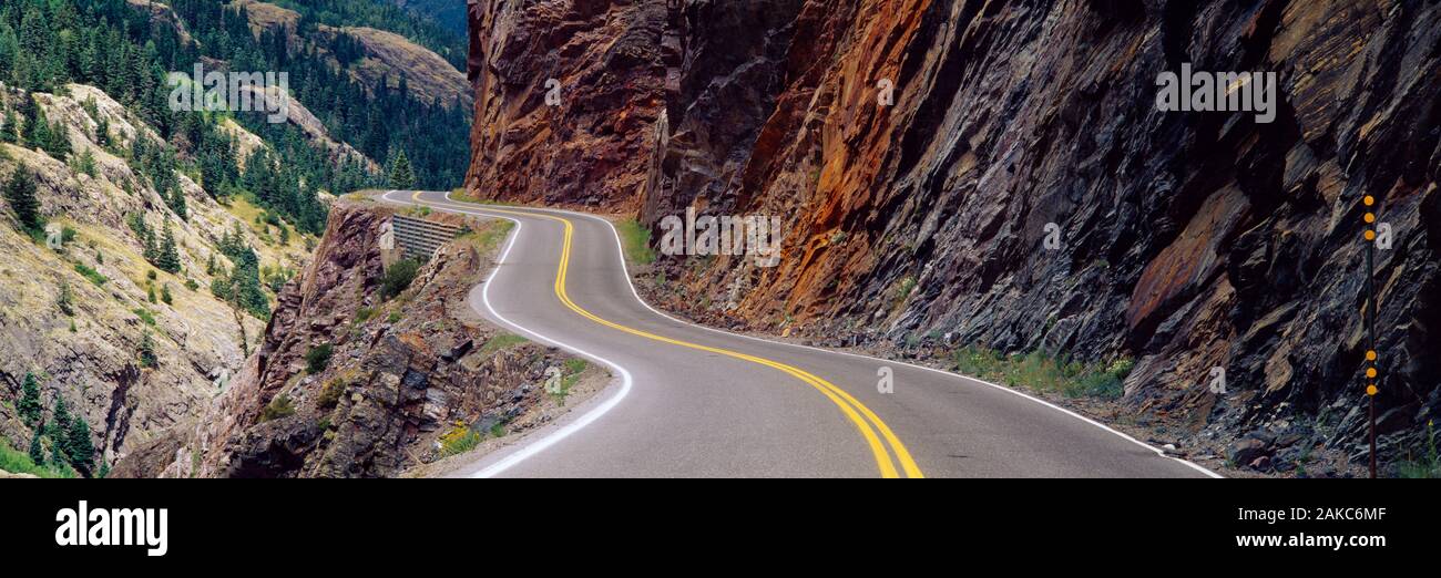 San Juan Scenic Highway on a mountain, Million Dollar Highway, Colorado, USA Stock Photo