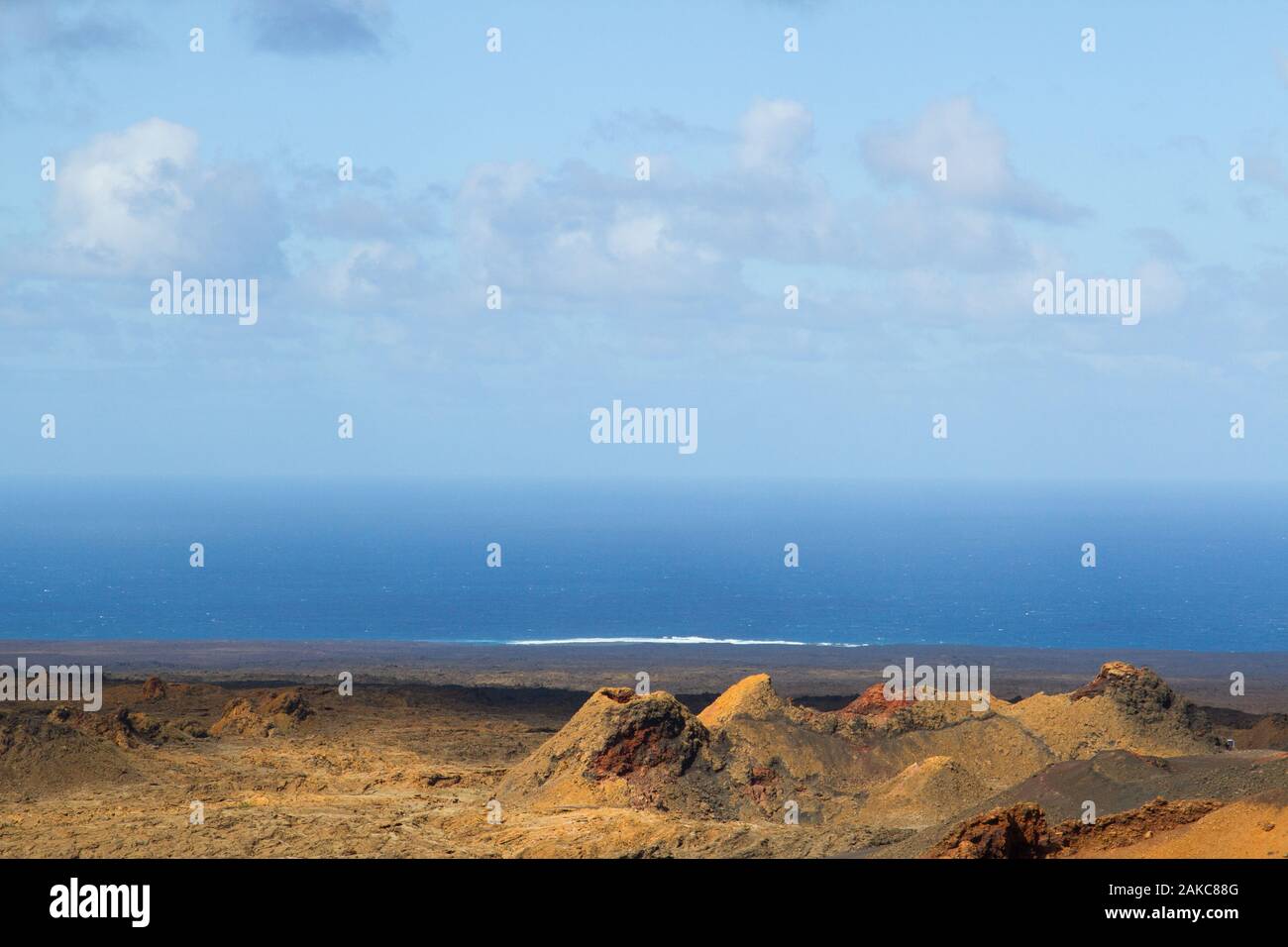 Timanfaya National Park (Volcanic Natural Park) on Lanzarote Island, Canary, Spain. Stock Photo