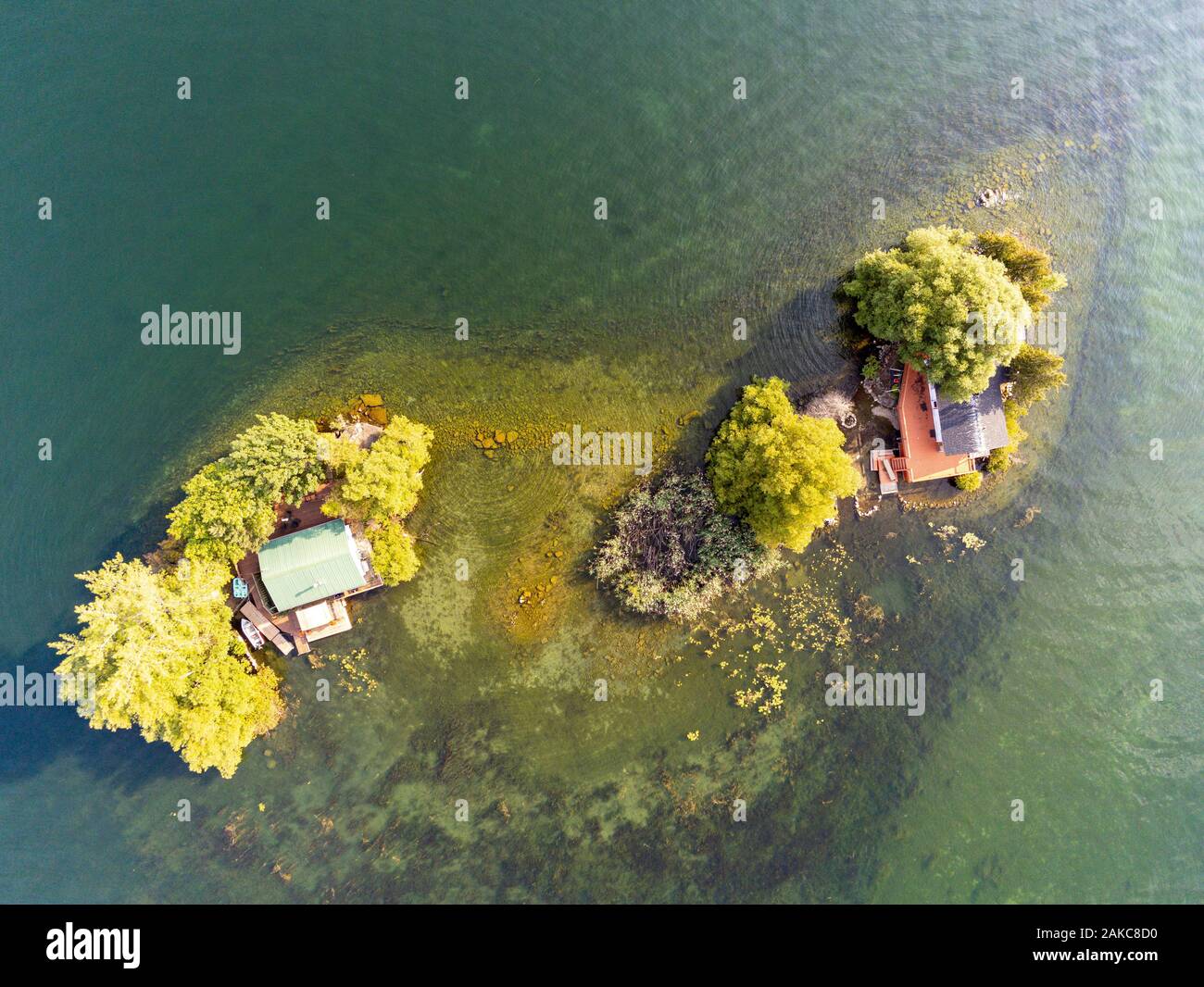 Canada, Ontario, Thousand islands (1000 islands) near Gananoque (aerial view) Stock Photo