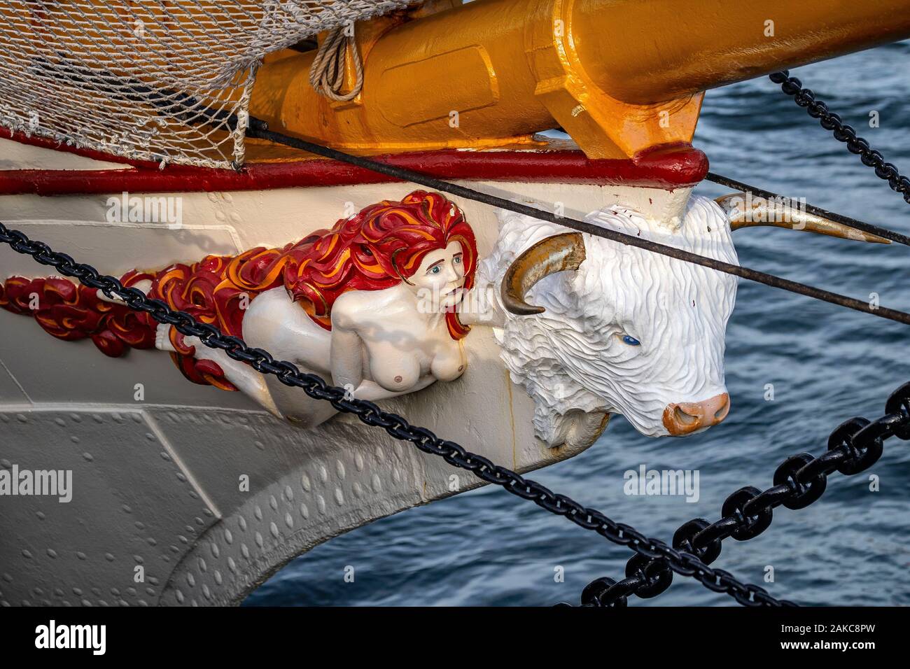 France, Seine Maritime, Rouen, Armada of Rouen 2019, Figurehead of Europa ship Stock Photo